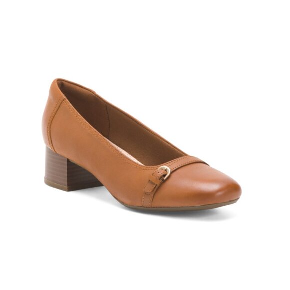 CLARKS Tan Leather Marilyn Nora Comfort Pumps - Picture 1 of 2